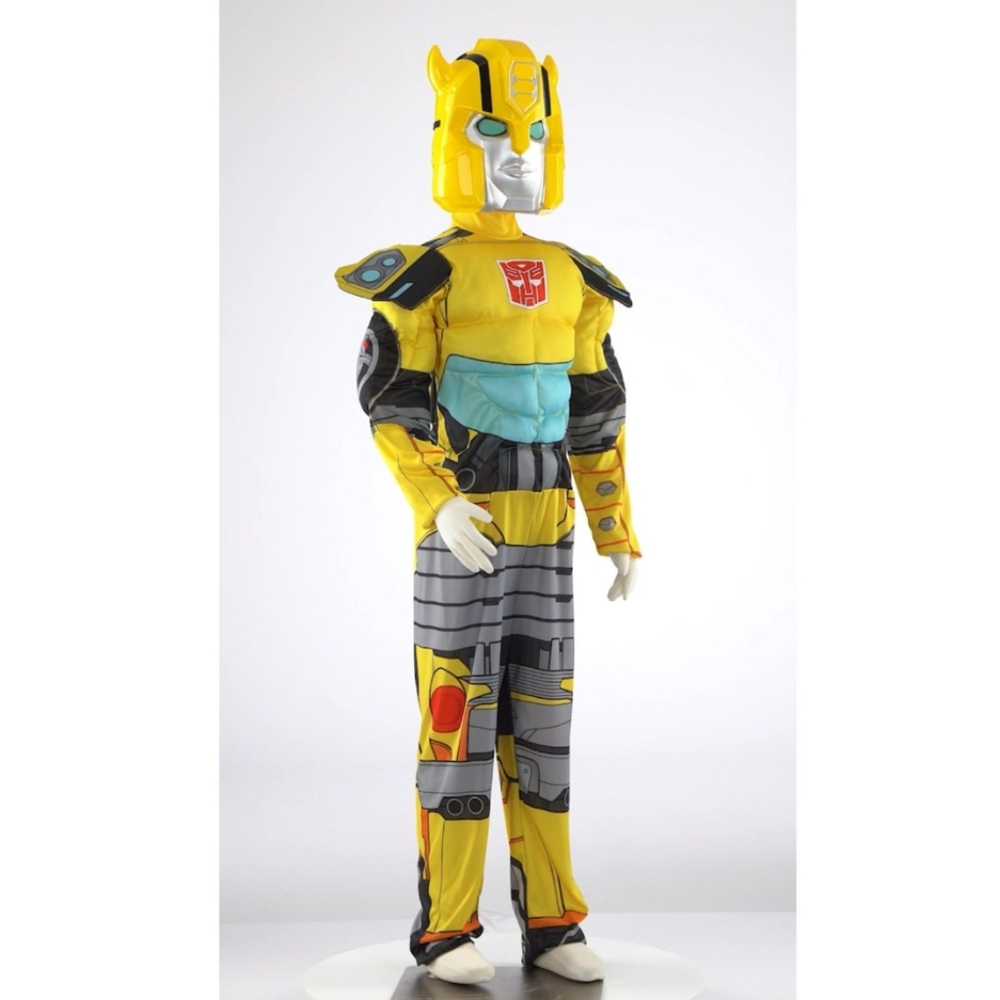Boys transformers bumblebee dress up Halloween jumpsuit & mask- M(8-10) & S(4-6)